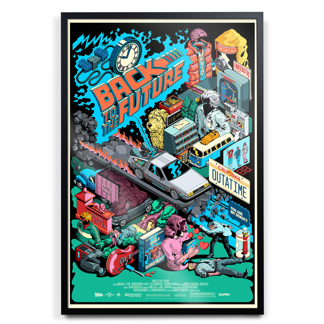 Back to the future poster by Dave arcade in black frame