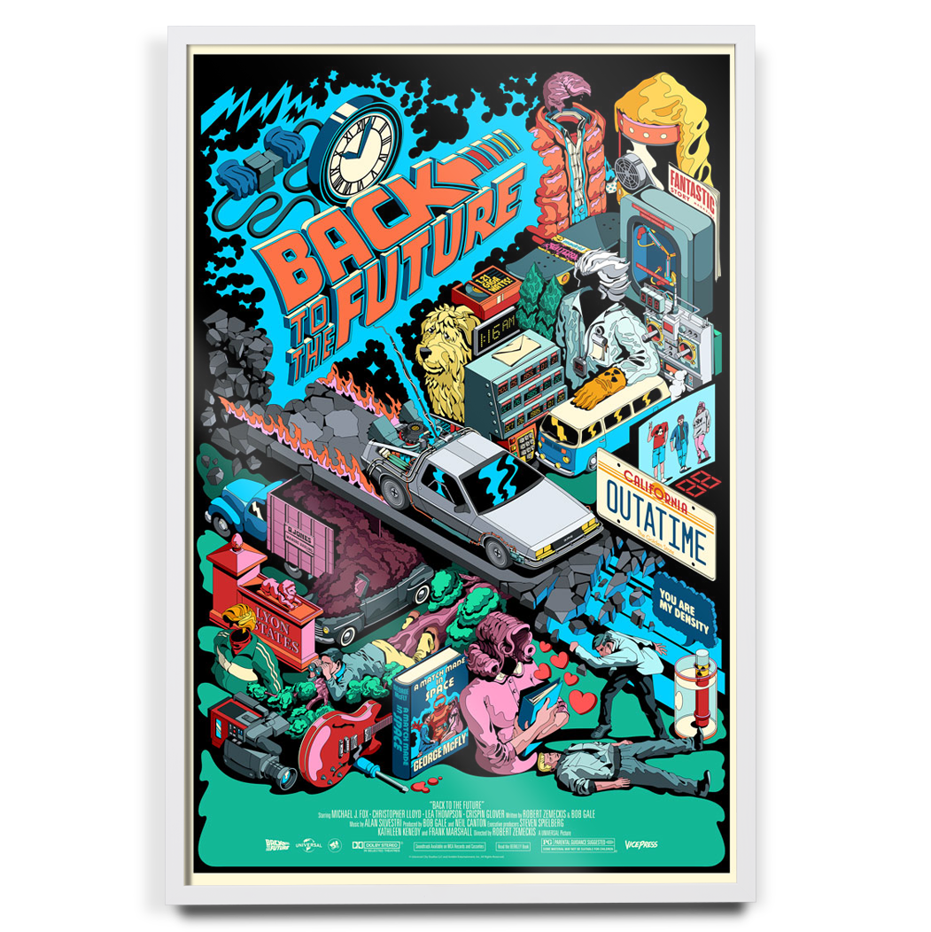 Back to the future poster by Dave arcade in white frame