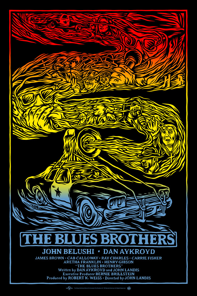 Blues brothers movie poster screen print tom newell