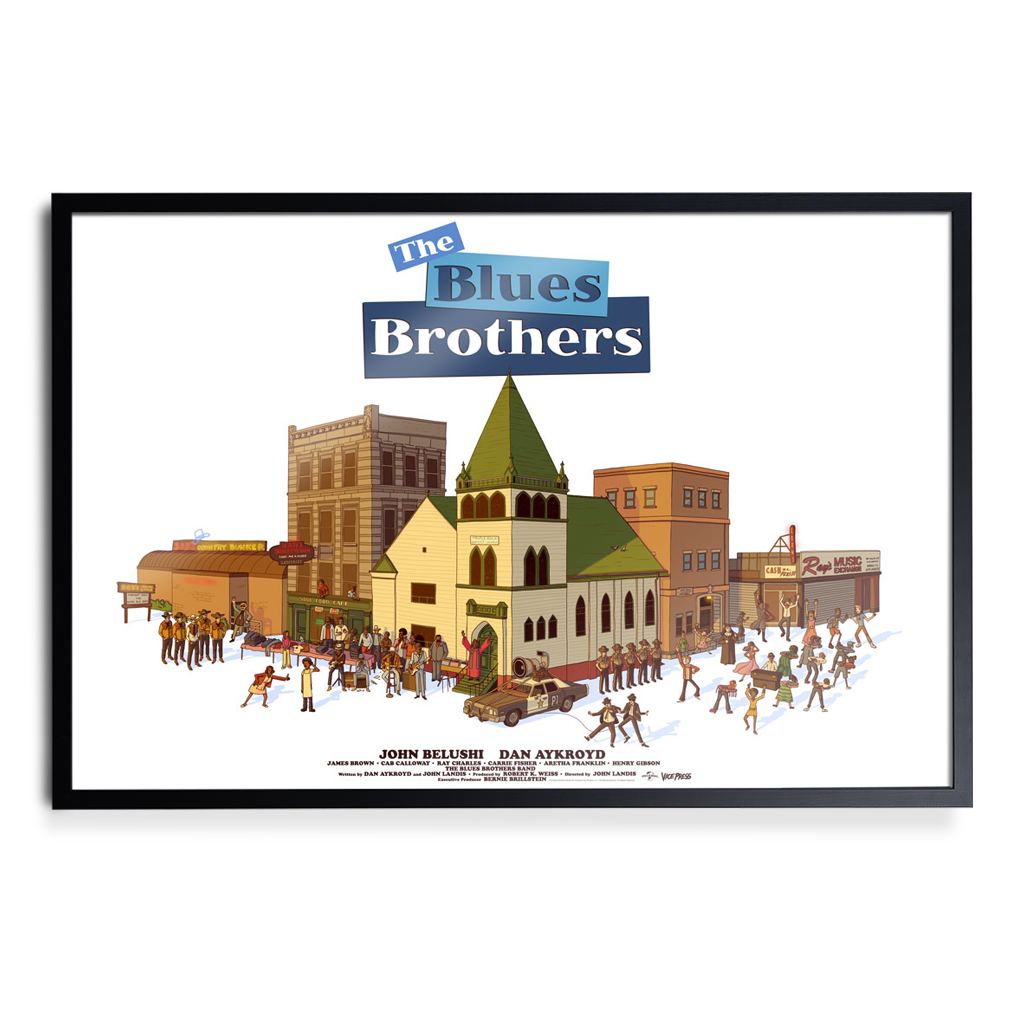The Blues Brothers Movie Poster By George Bletsis in black frame