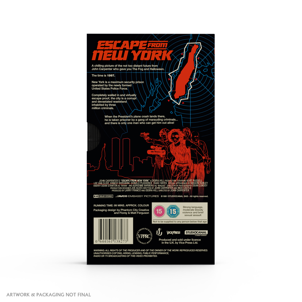 John Carpenter's Escape from New York Vice Press Home Video VHS reverse