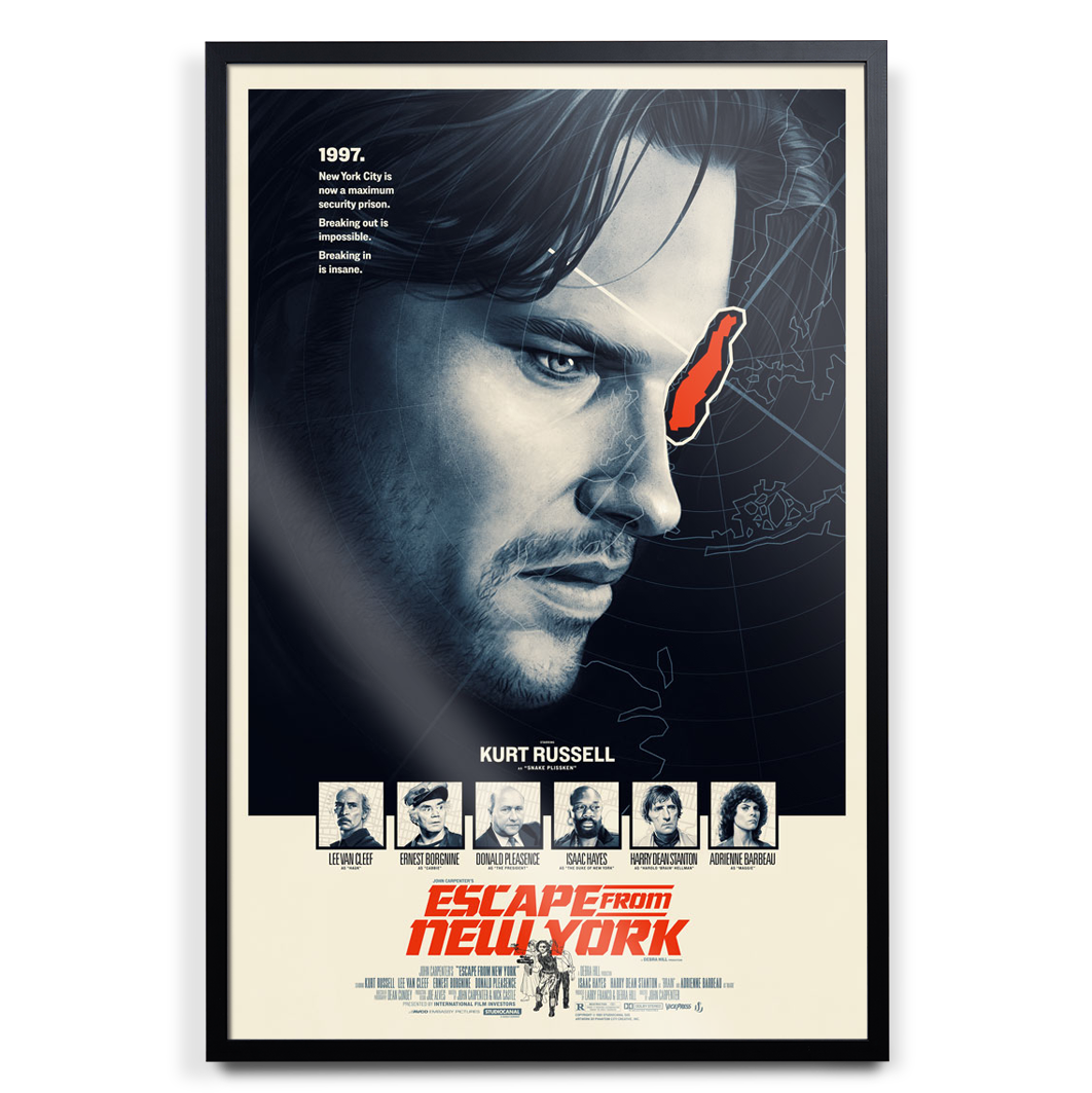 Escape From New York Poster By Phantom City Creative in black frame