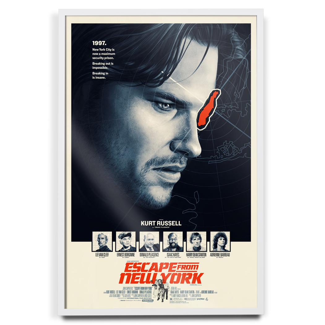 Escape From New York Poster By Phantom City Creative in white frame