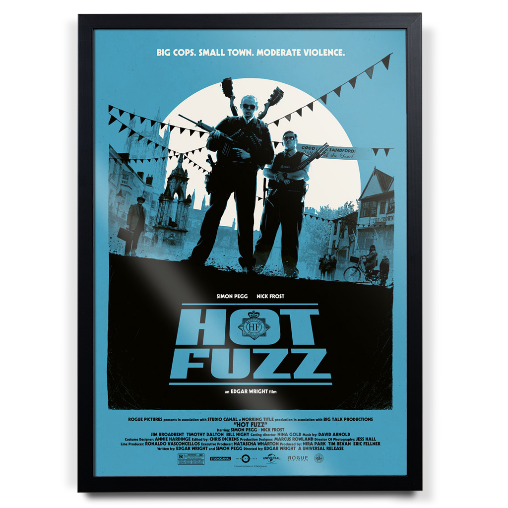 Hot Fuzz Movie Poster By Matt Ferguson in black frame