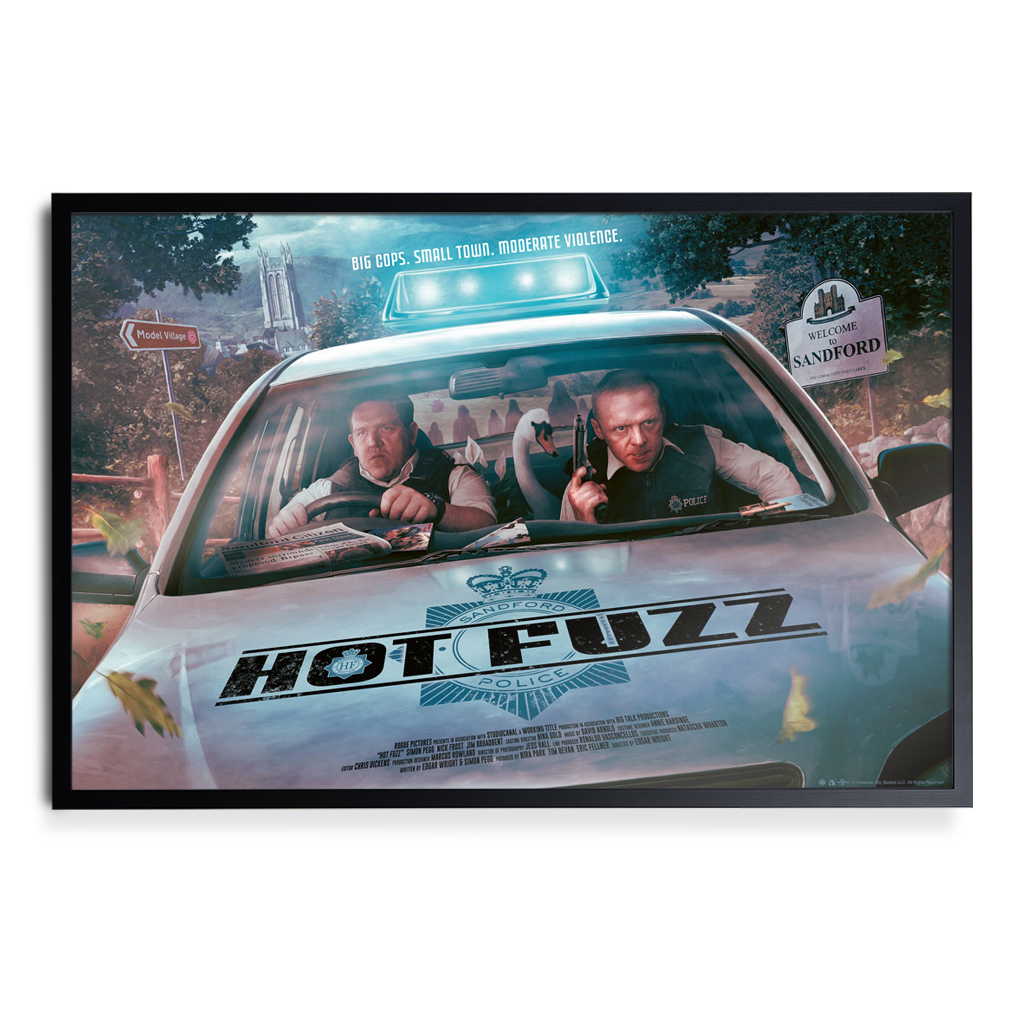 Hot Fuzz Poster by Kevin Wilson in black frame