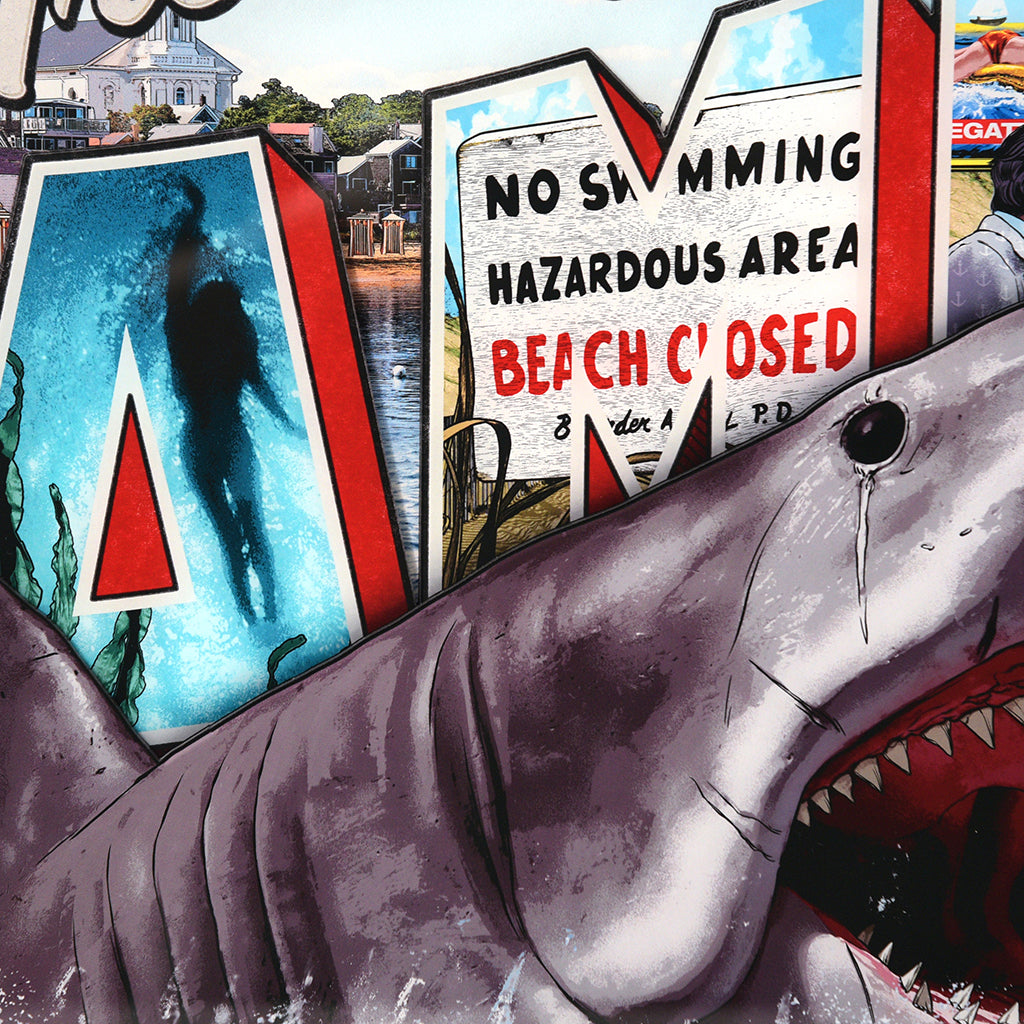 Jaw Greetings From Amity Island Multi Layer Acrylic Panel detail