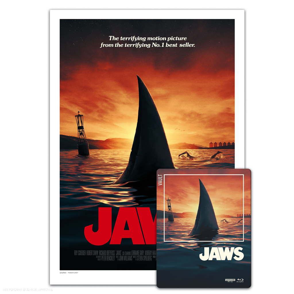 Jaws the film vault steelbook and poster by Matt Ferguson and florey