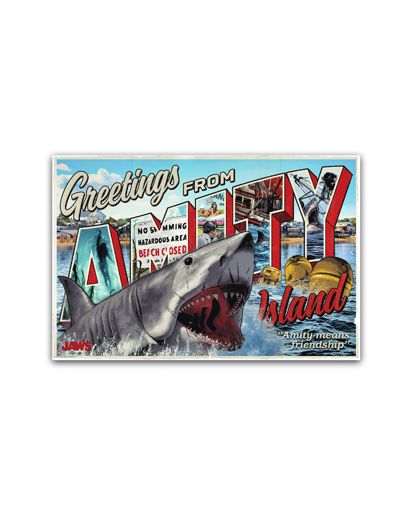 Jaws Greetings From Amity Island Screen print Poster