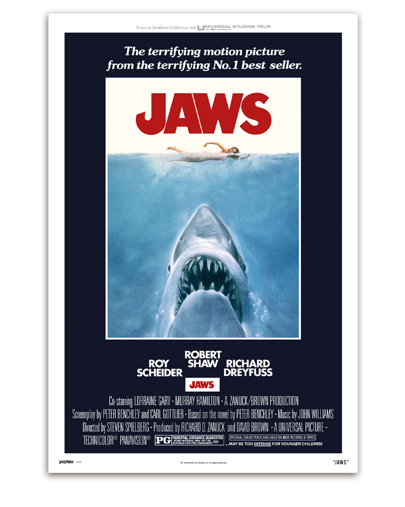 Jaws original one sheet movie poster by Roger Kastel