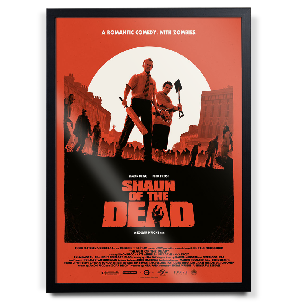Shaun Of The Dead Movie Poster By Matt Ferguson in Black Frame