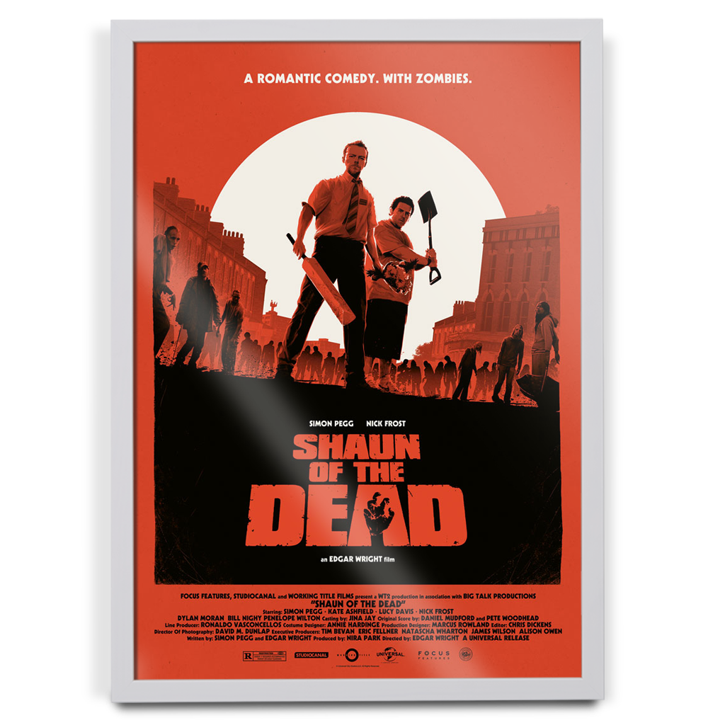 Shaun Of The Dead Movie Poster By Matt Ferguson in White Frame