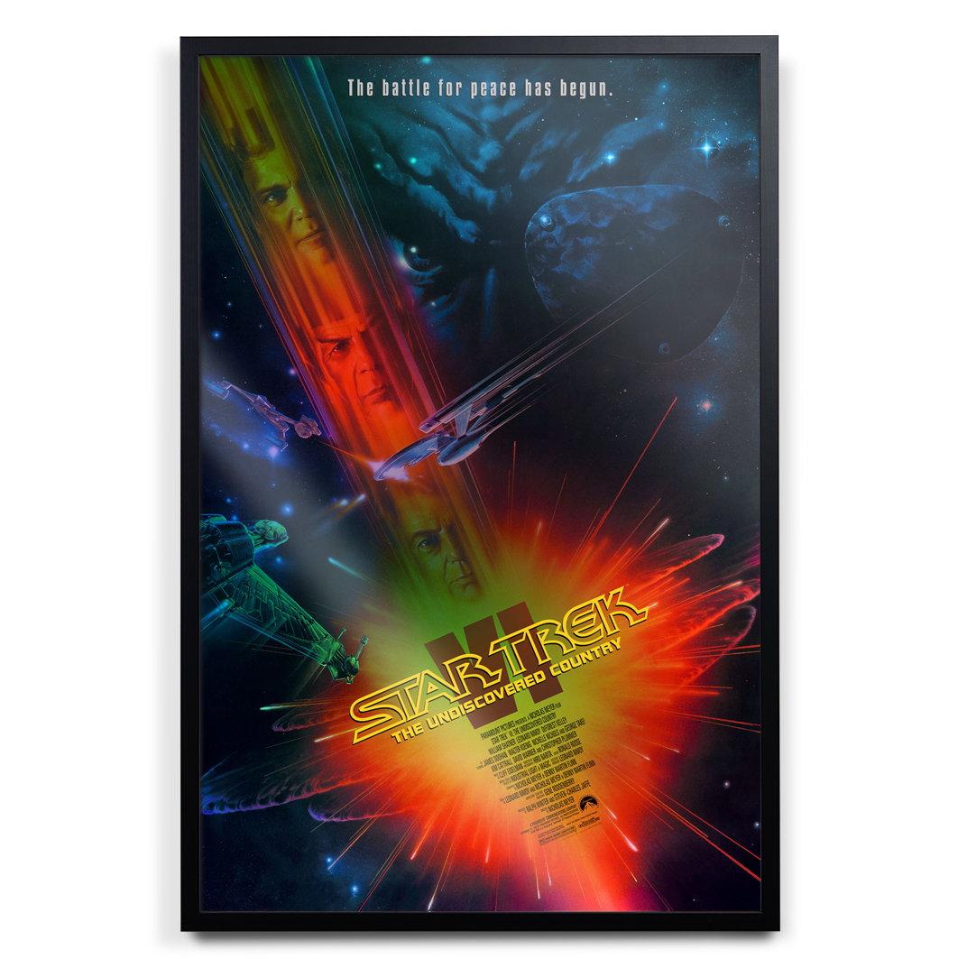 Star Trek VI The Undiscovered Country foil variant Poster By John Alvin in black frame