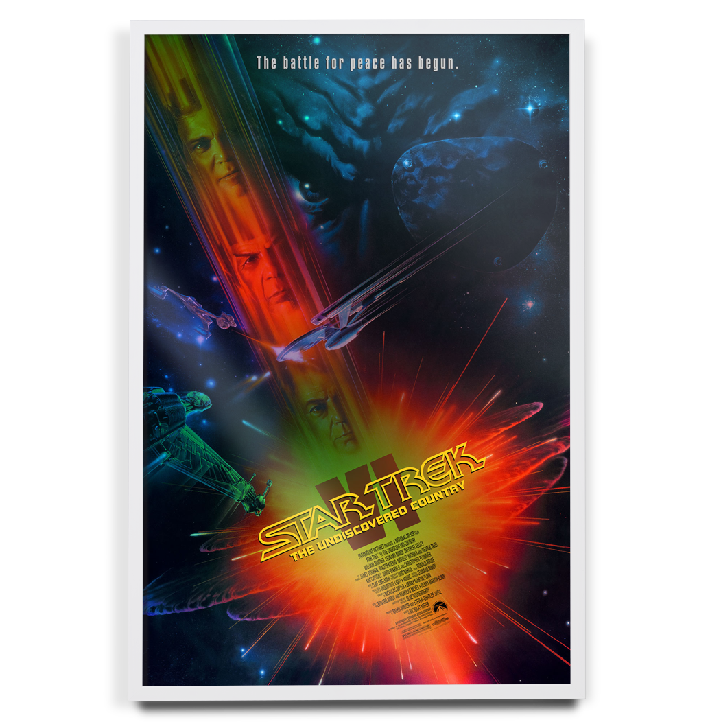 Star Trek VI The Undiscovered Country foil variant Poster By John Alvin in white frame
