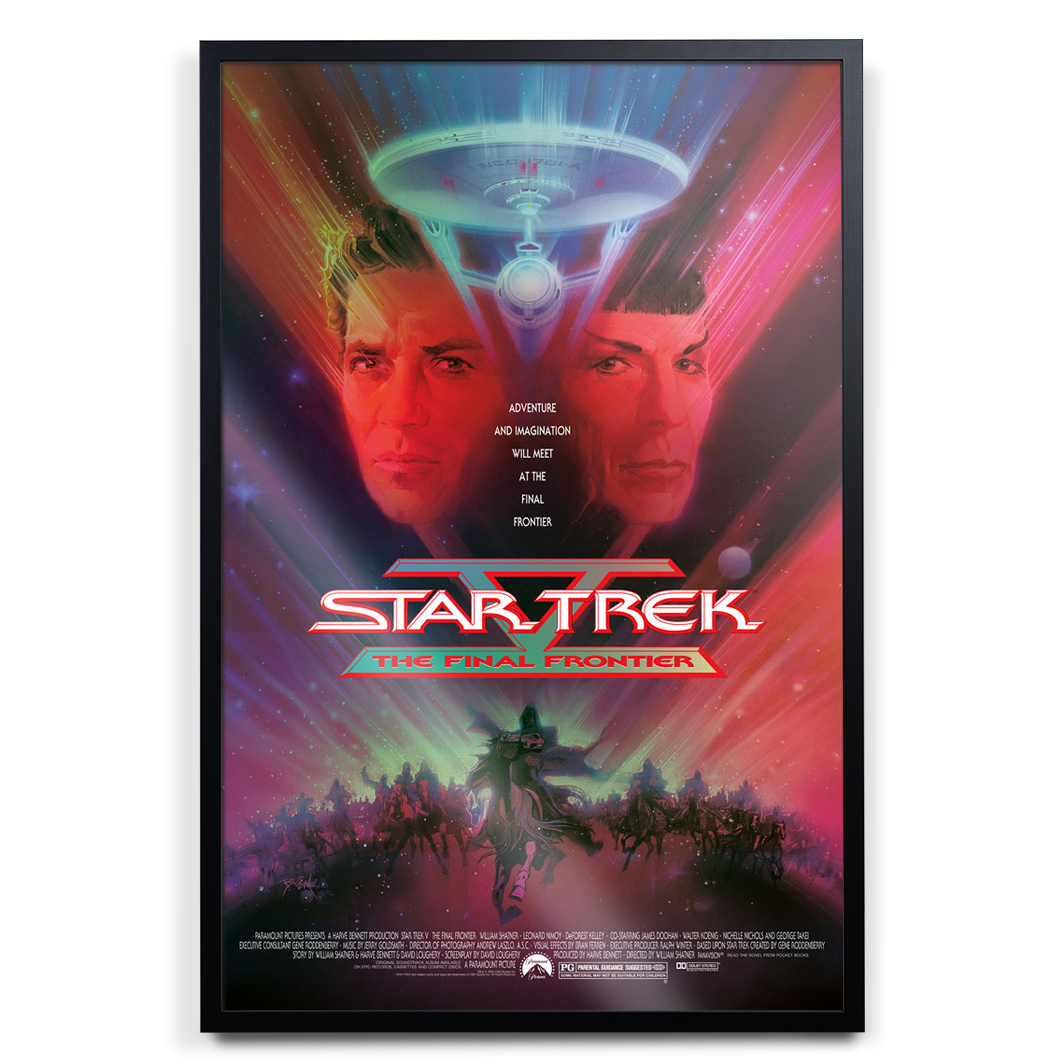 Star Trek V: The Final Frontier foil variant movie poster by Bob Peak in black frame