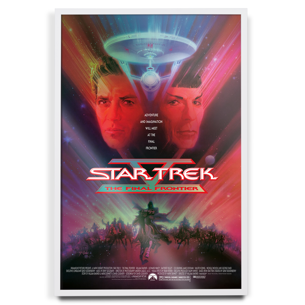 Star Trek V: The Final Frontier foil variant movie poster by Bob Peak in white frame
