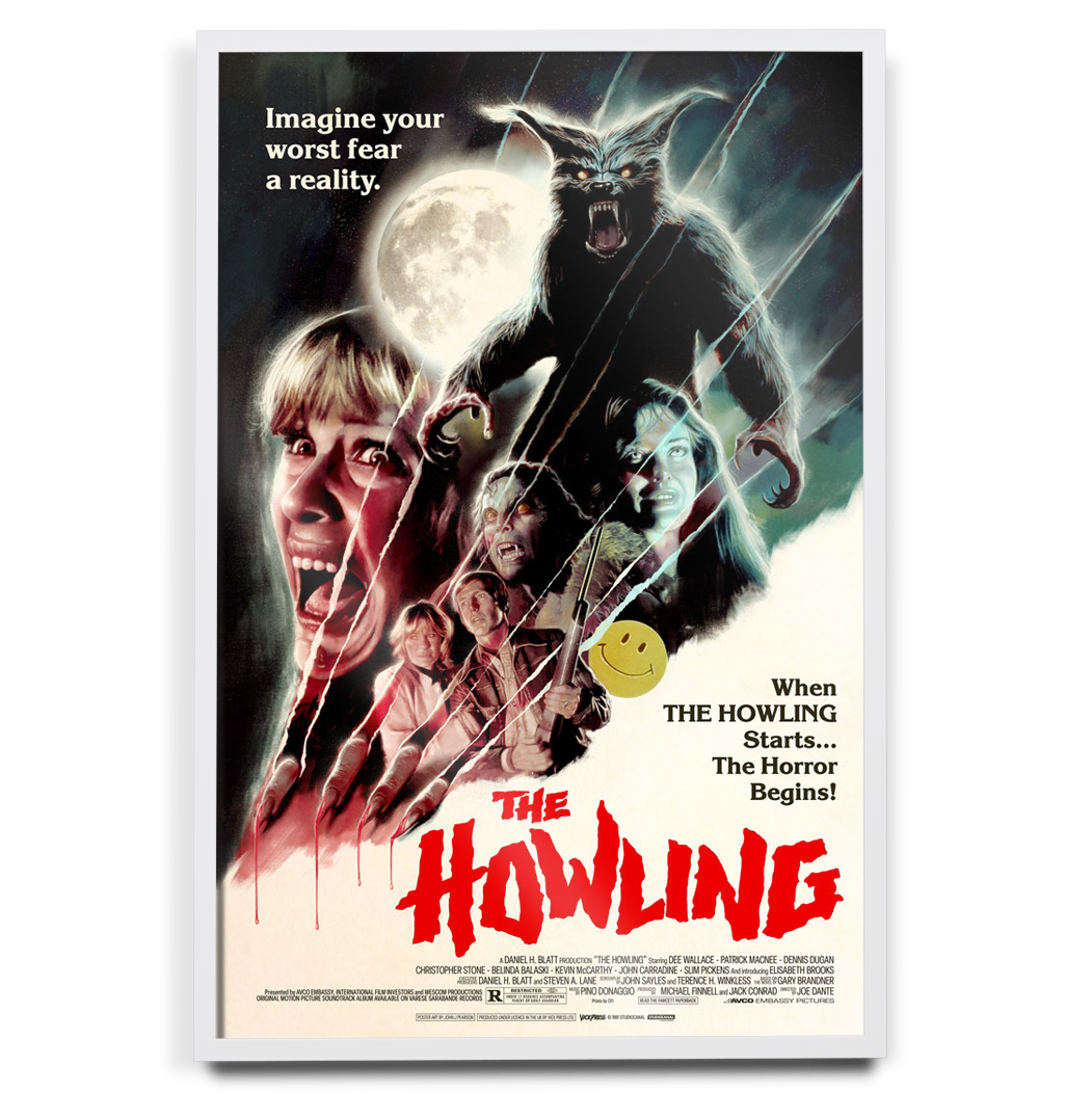 The Howling movie poster John Pearson in white frame