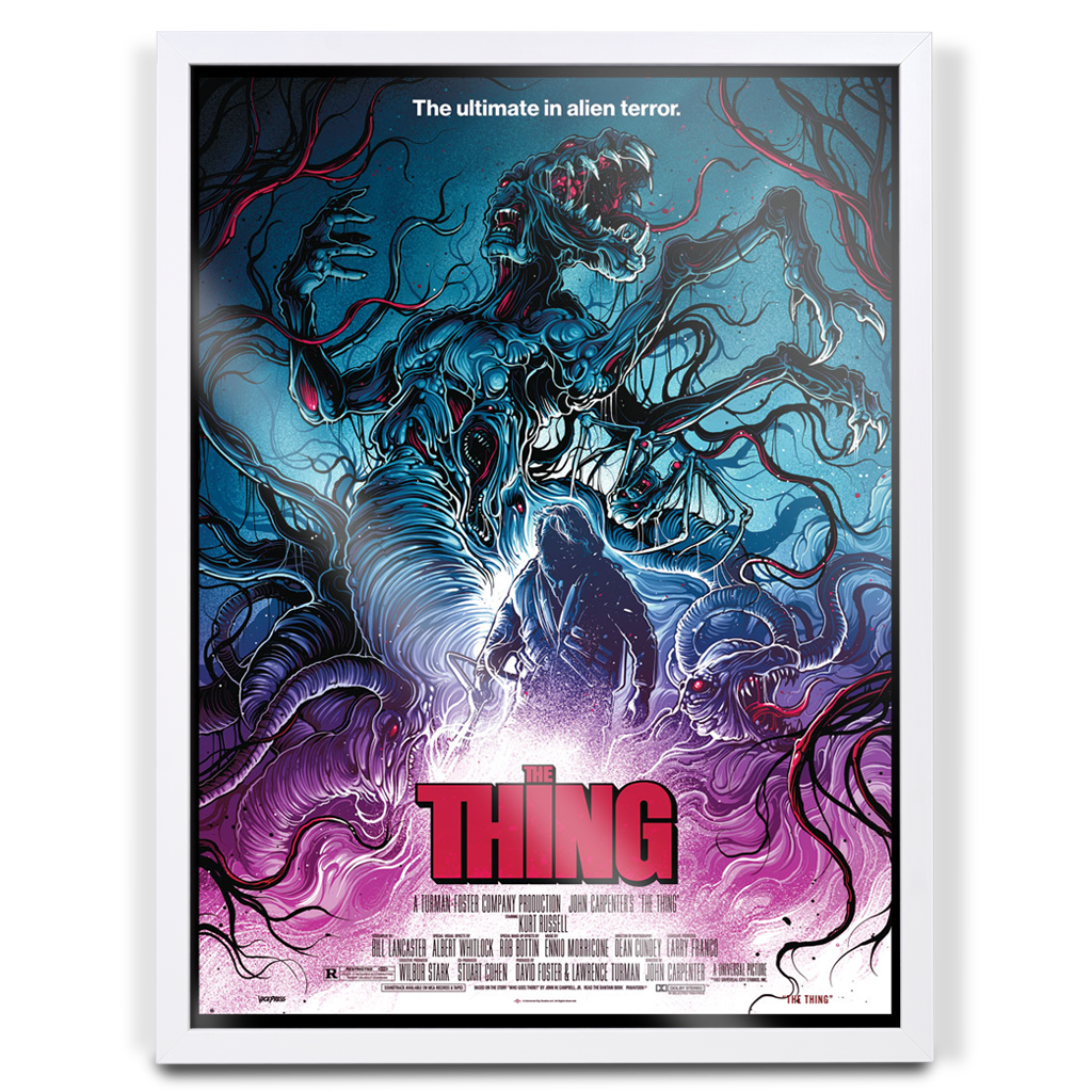 The Thing Open House Variant Poster By Dan Mumford in white frame
