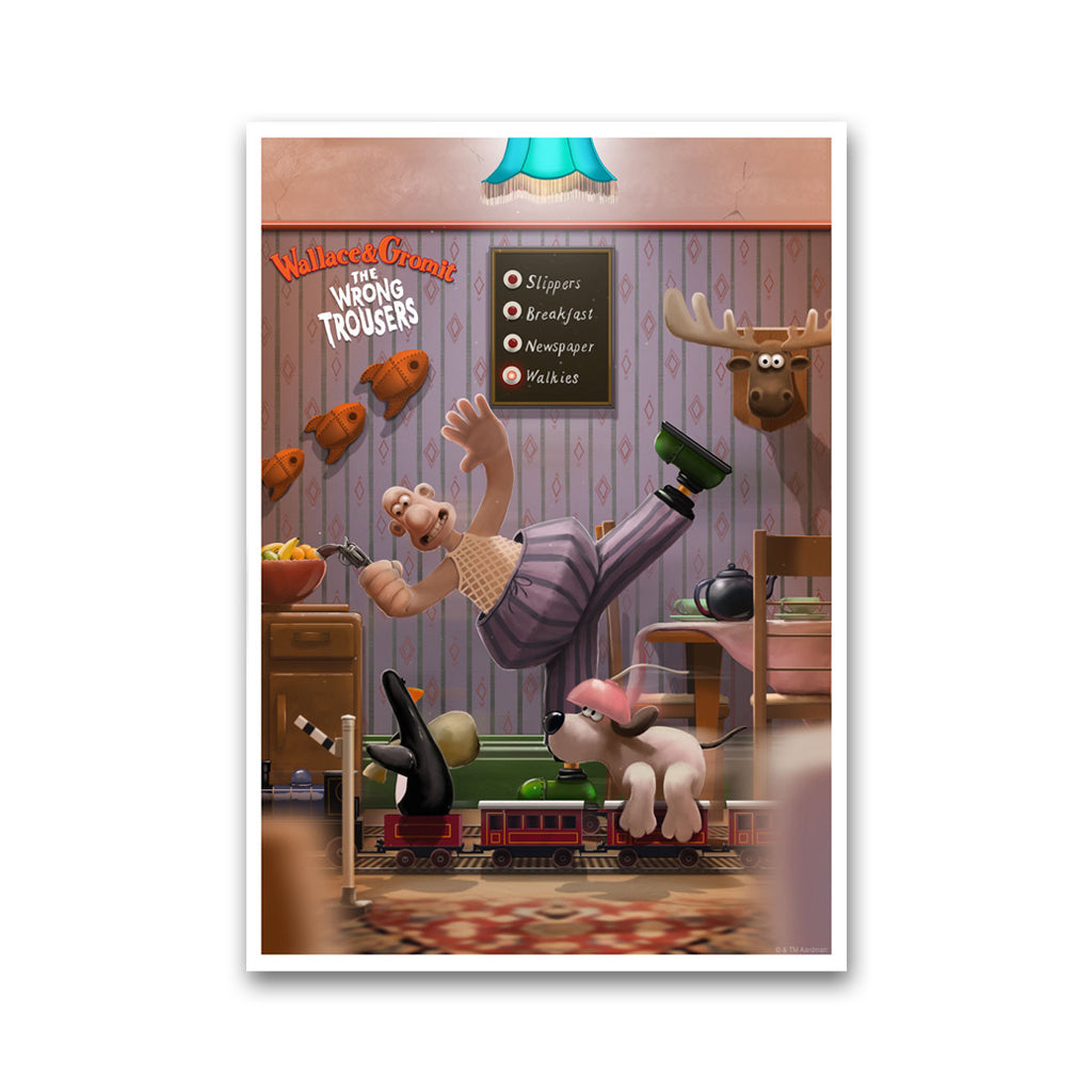 Wallace and gromit in the wrong trousers art print