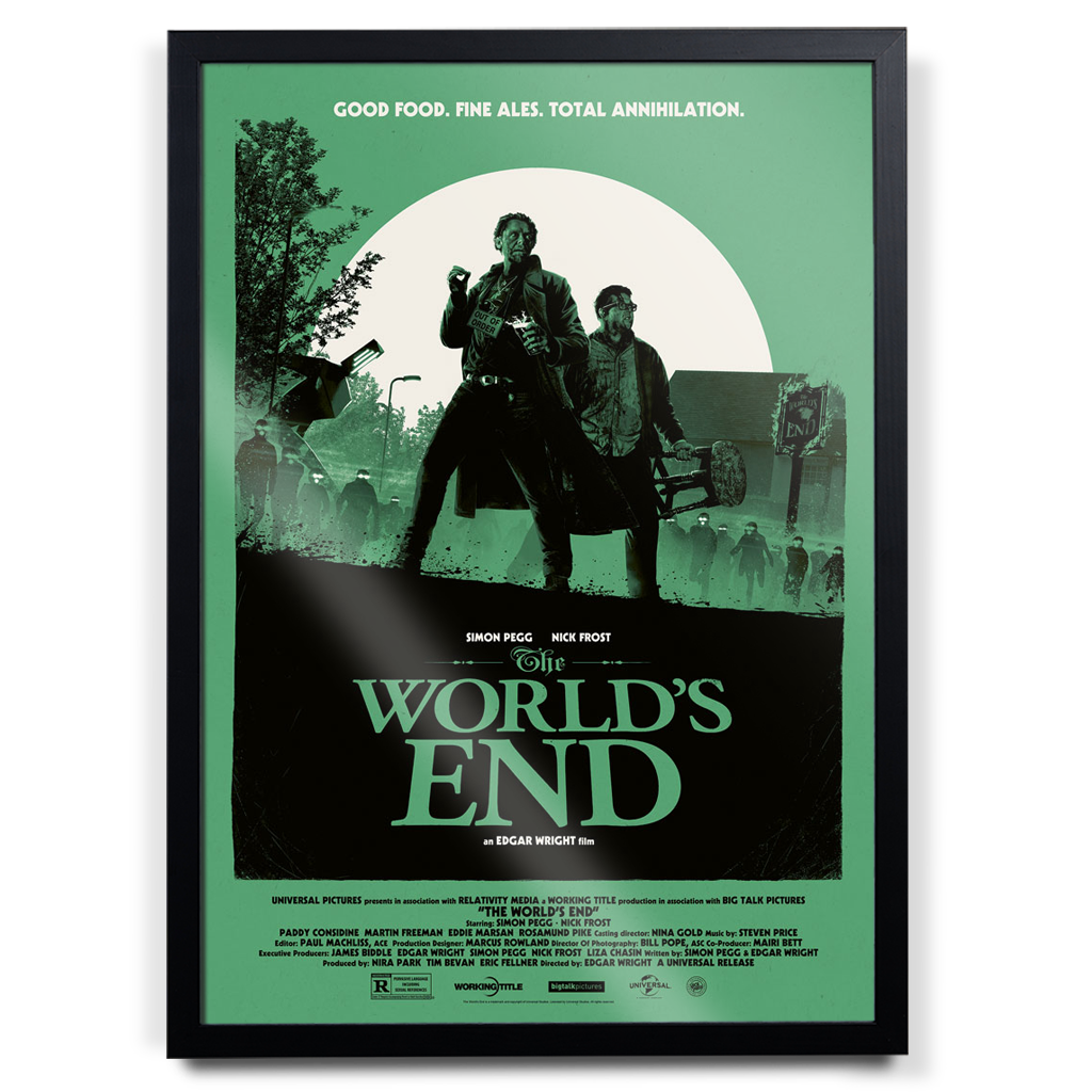 The World's End Movie Poster By Matt Ferguson in black frame