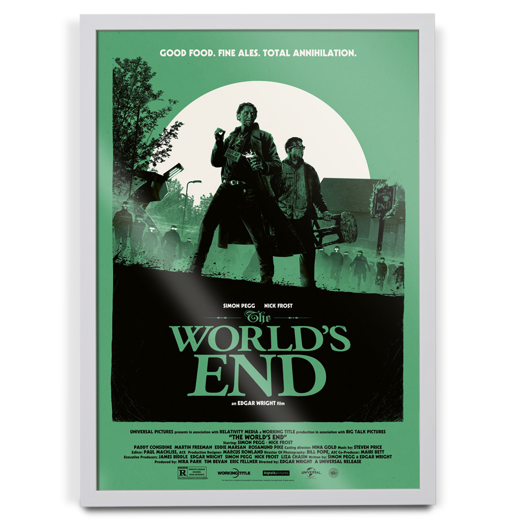 The World's End Movie Poster By Matt Ferguson in white frame