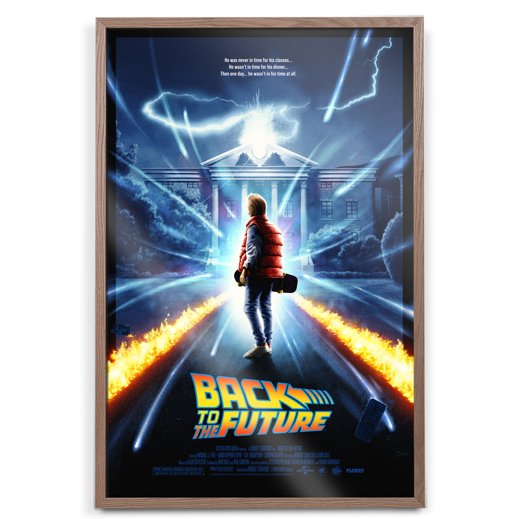 Back to the future movie poster by Florey in natural frame