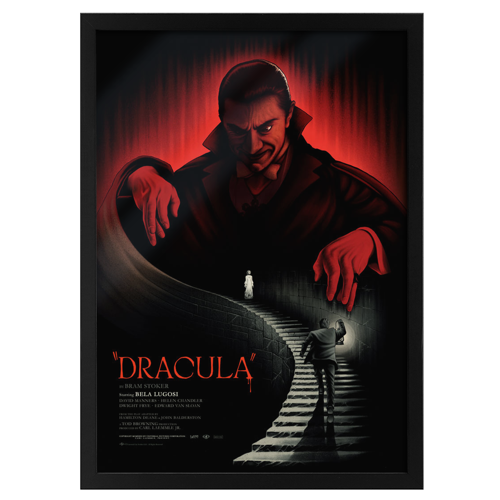 Universal Monsters Dracula Poster by Benedict Woodhead in black frame
