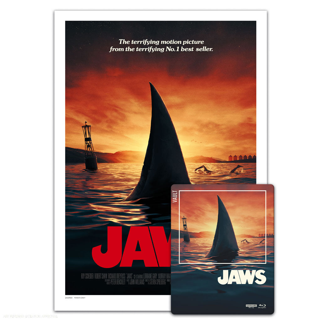 Jaws the film vault steelbook and poster by Matt Ferguson and florey