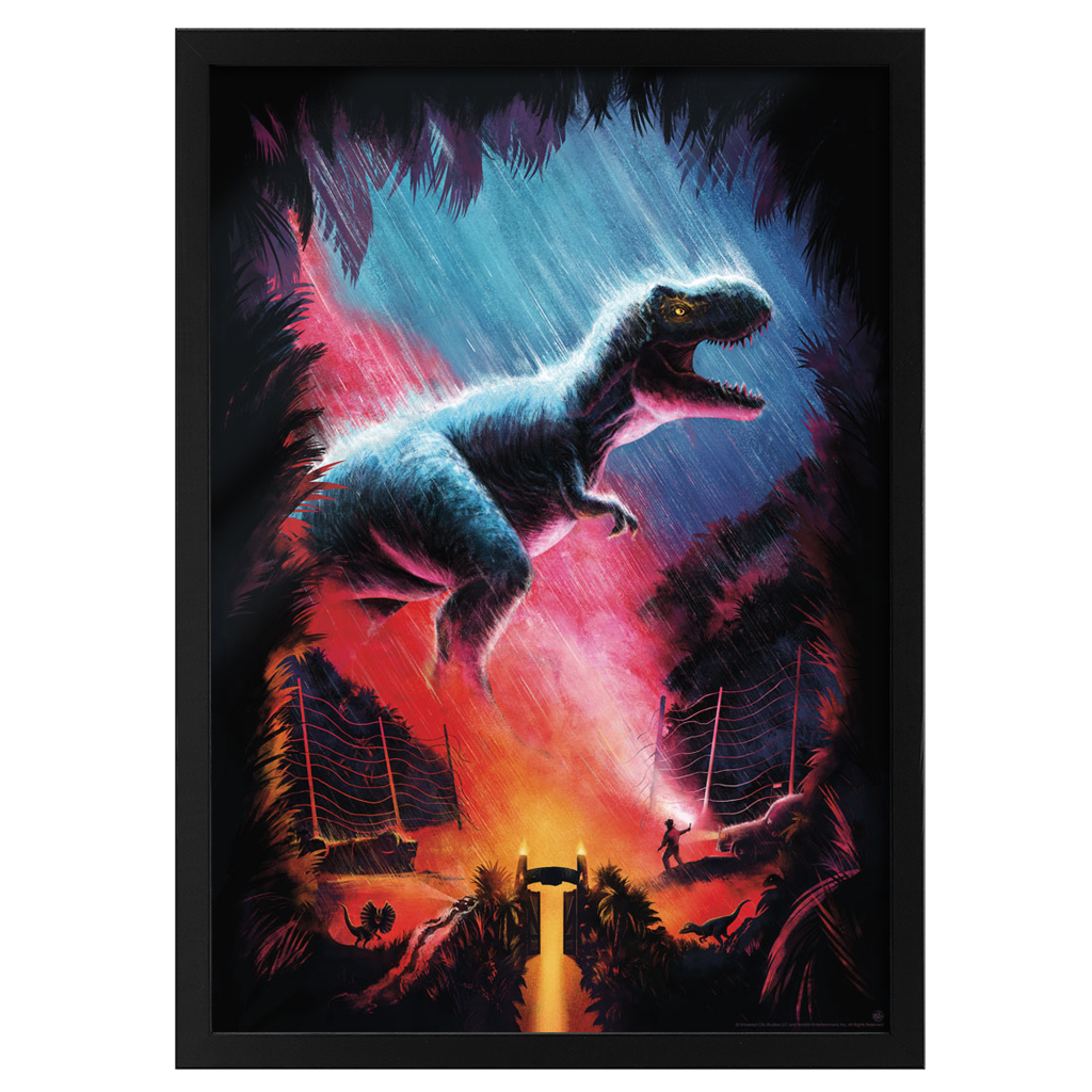 Jurassic Park T-Rex poster by Carly AF framed