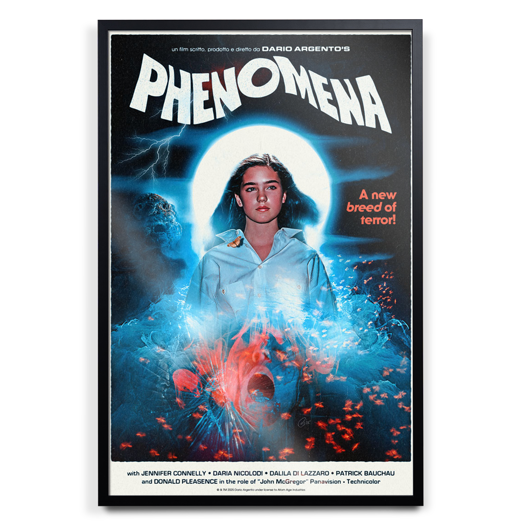 Dario Argento Phenomena Movie Poster by Creepy Duck Design in black frame