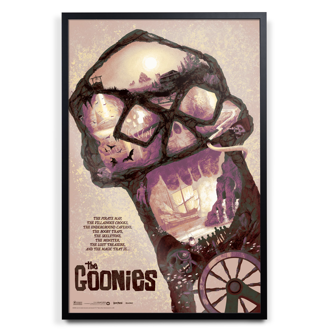 The Goonies Movie Poster by Bella Grace in black frame