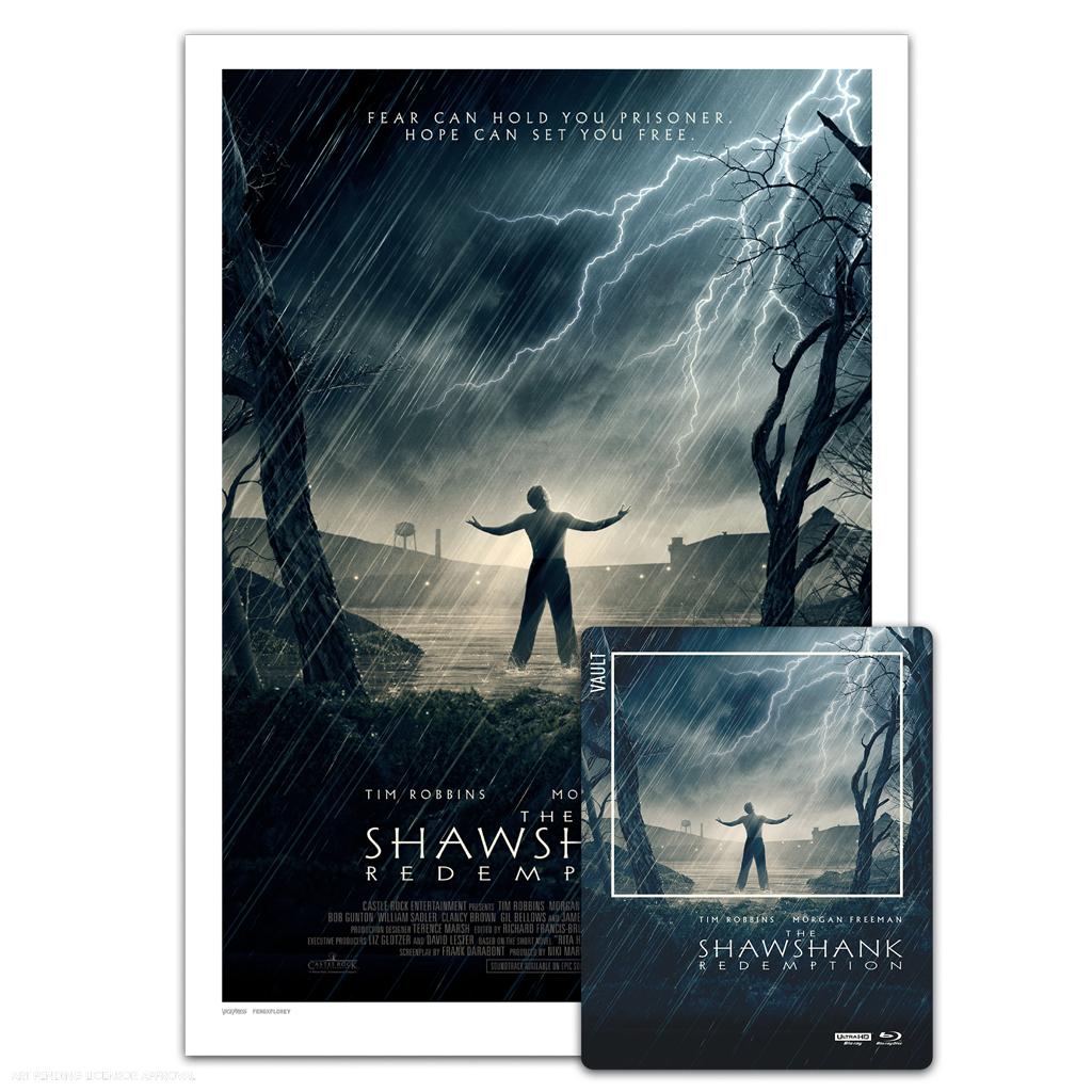 The Shawshank redemption film vault steelbook and poster by Matt Ferguson and florey