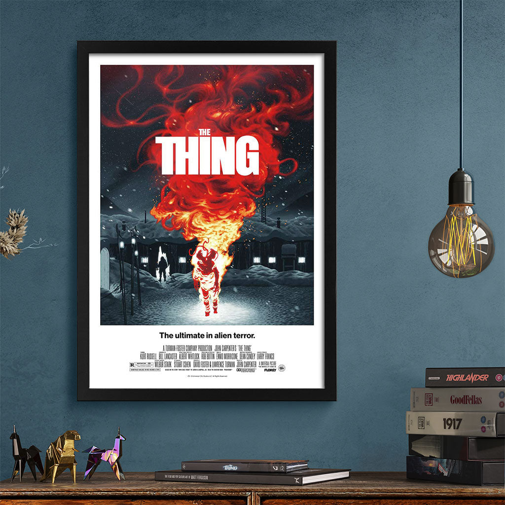 John carpenters The Thing framed editions movie poster by Florey