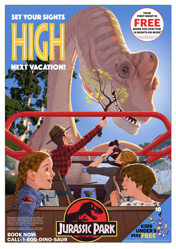 Jurassic Park George bletsis travel poster art print