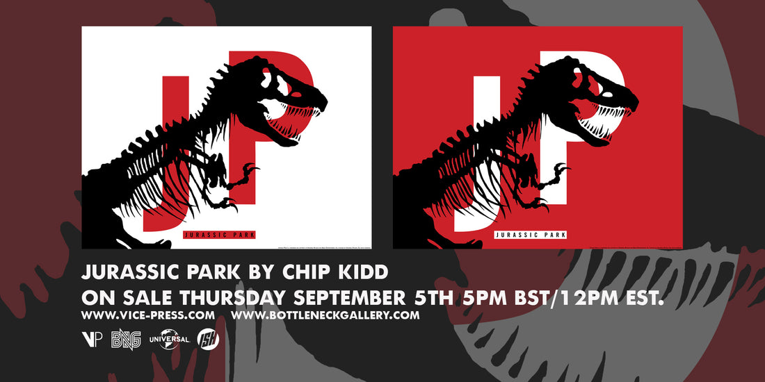 Jurassic Park Logo Official Licensed Chip Kidd Original Poster Print Art Vice Press Bottleneck Gallery Red
