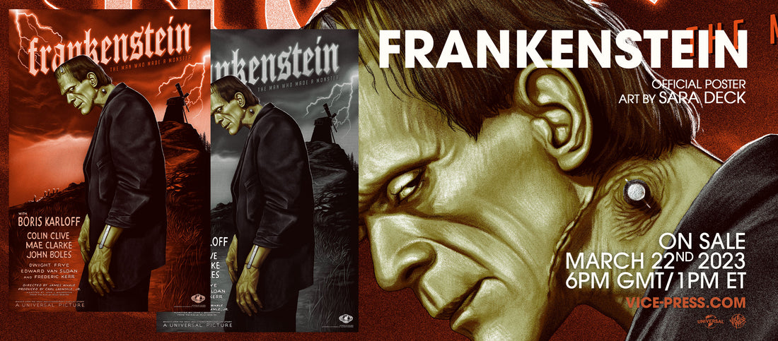 Frankenstein by Sara Deck Header Universal Monsters Movie Poster