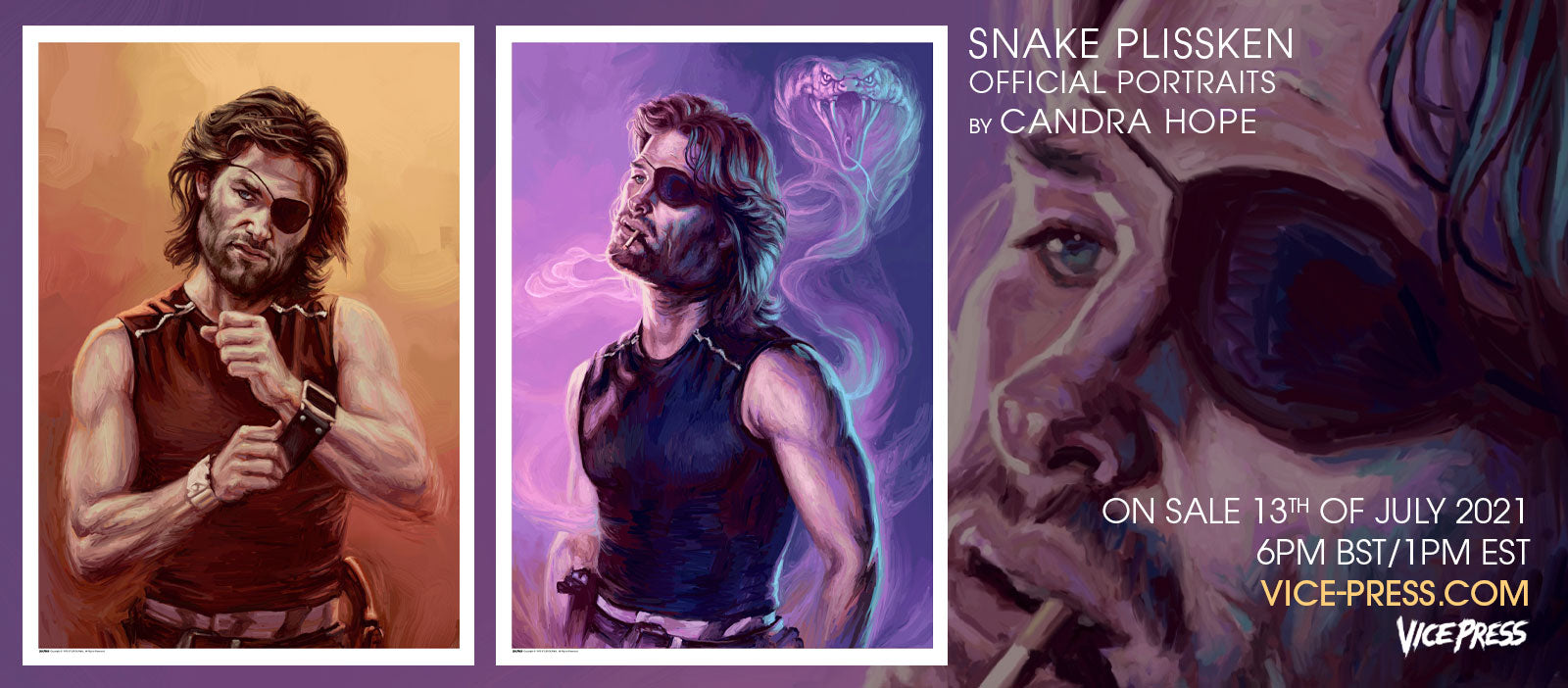 Escape From New York Snake Plissken Portraits by Candra Hope