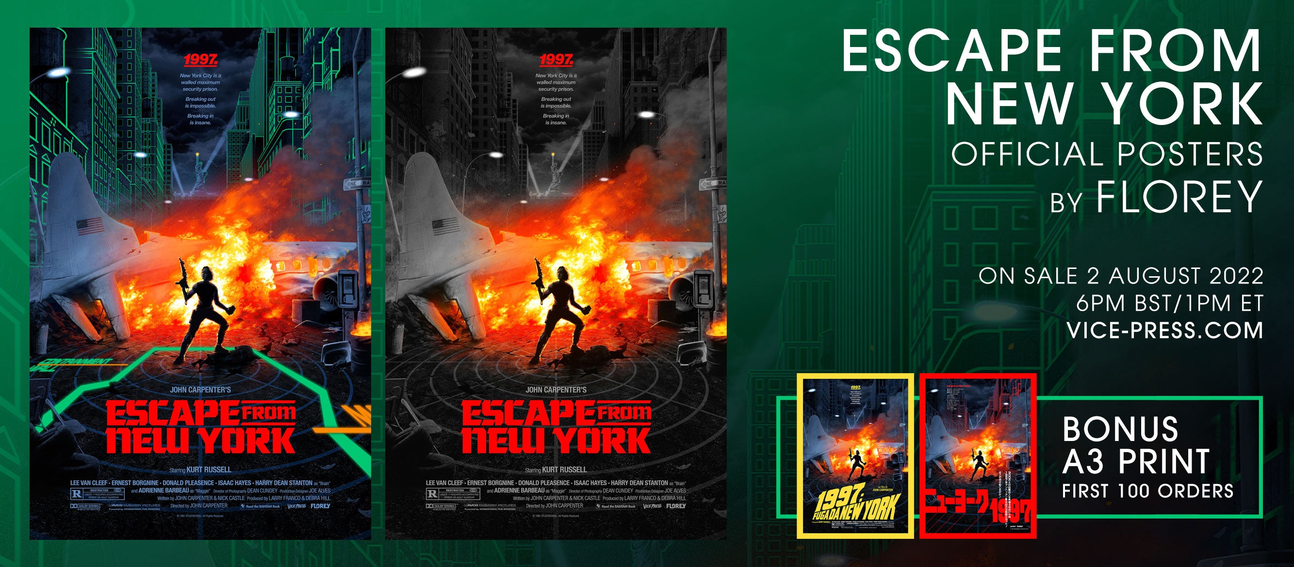 Escape From New York Movie Posters By Florey Vice Press