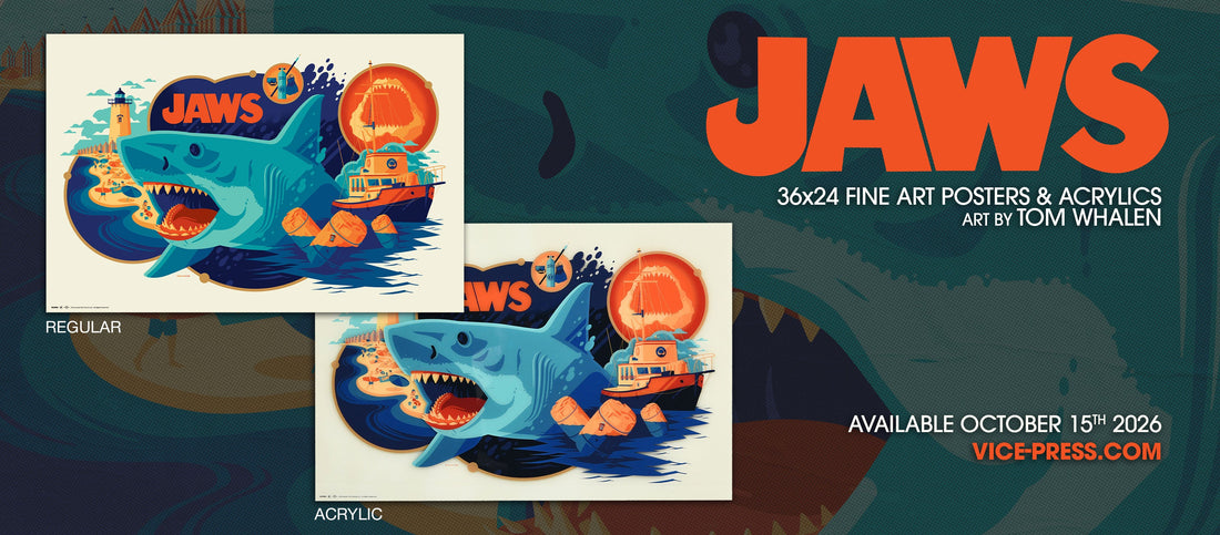 Jaws Poster & Multi-Layer Acrylic By Tom Whalen