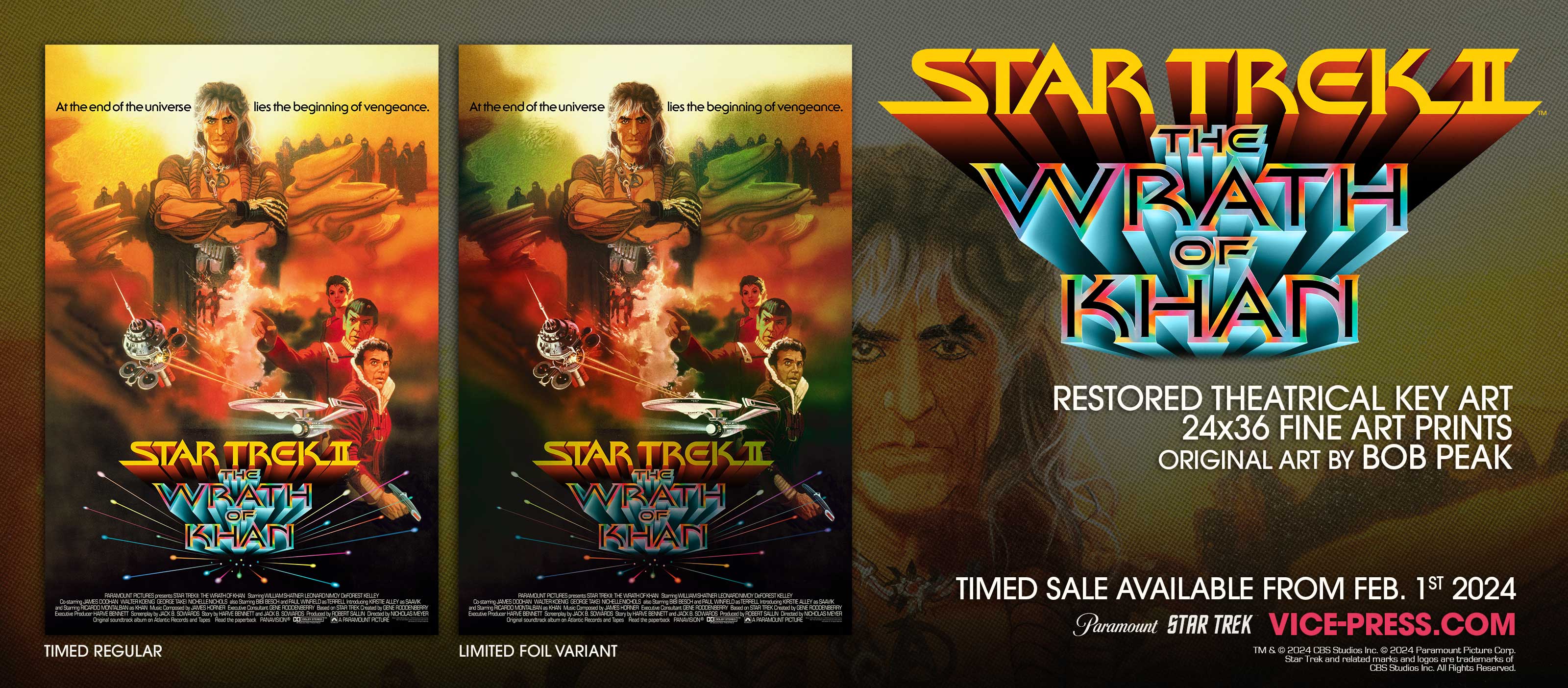 Original 1982 Star Trek shops 2 The Wrath of Khan Movie poster 41x27in NSS#820086