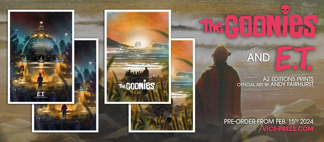 The Goonies and E.T. The Extra-Terrestrial art print by Andy Fairhurst Banner