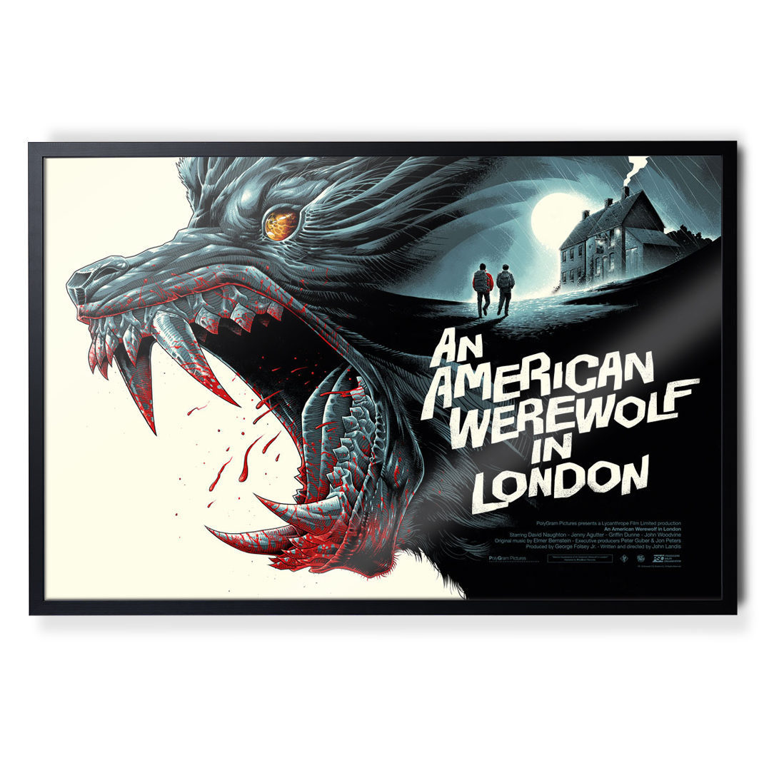 An American Werewolf In London Poster By Luke Preece in black frame