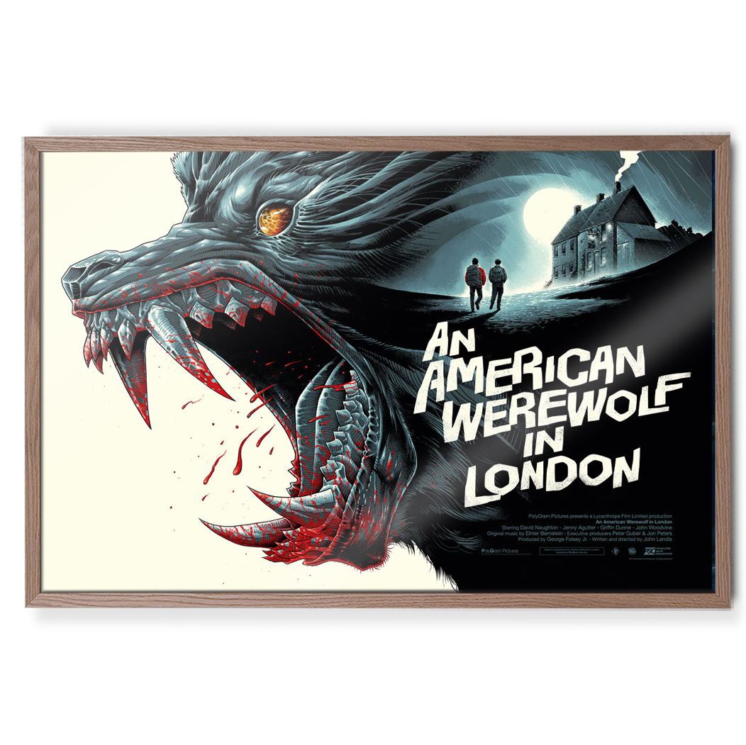 An American Werewolf In London Poster By Luke Preece in natural frame