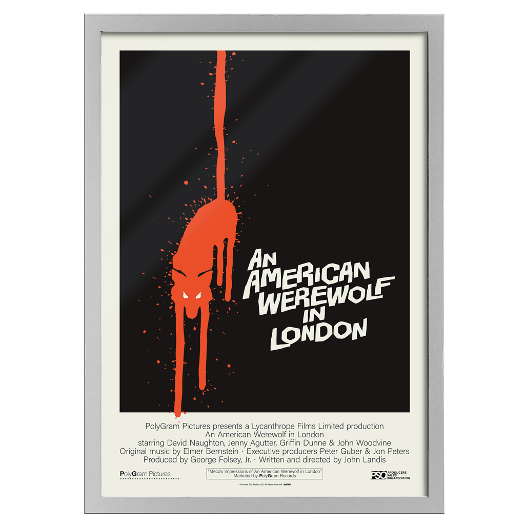 An American Werewolf in London original international one sheet poster in white frame