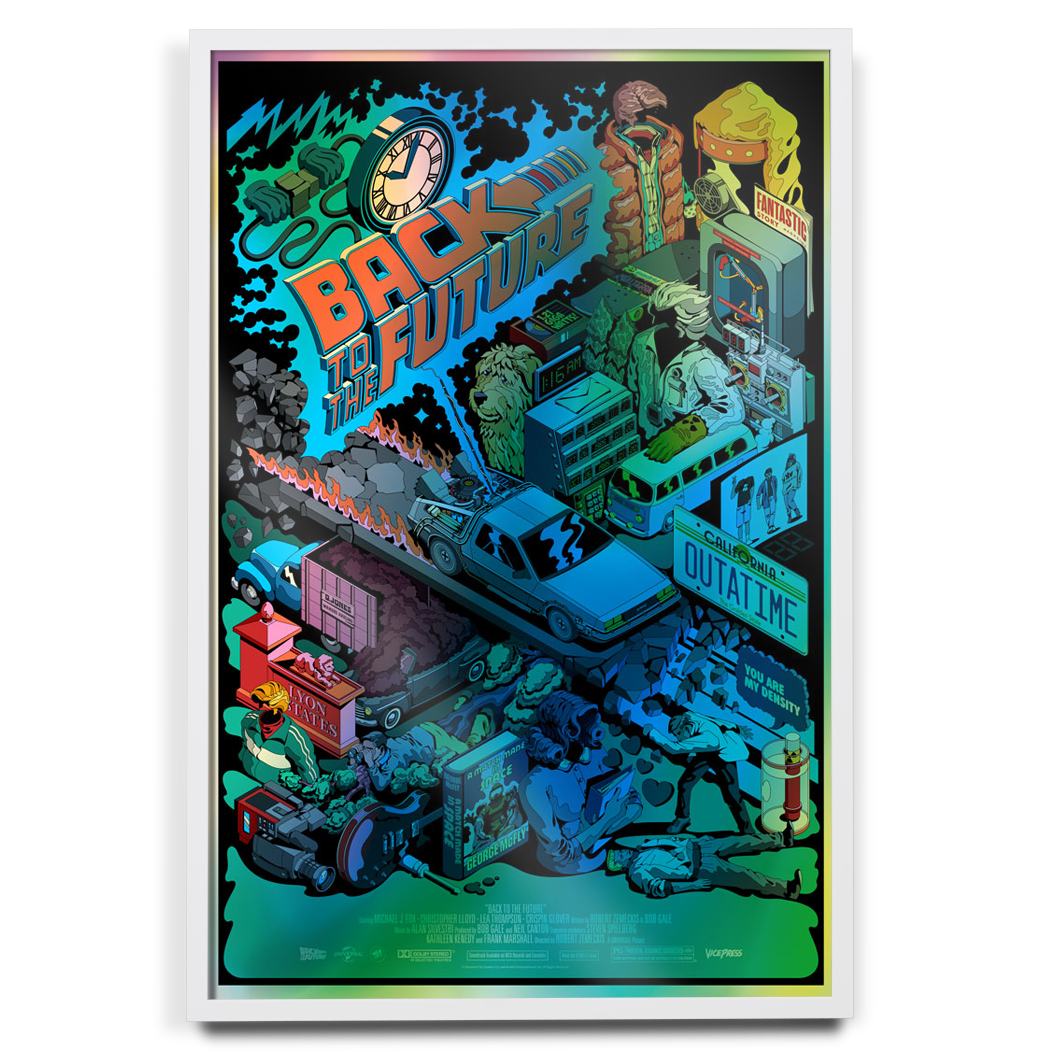 Back to the future foil poster by Dave arcade in white frame