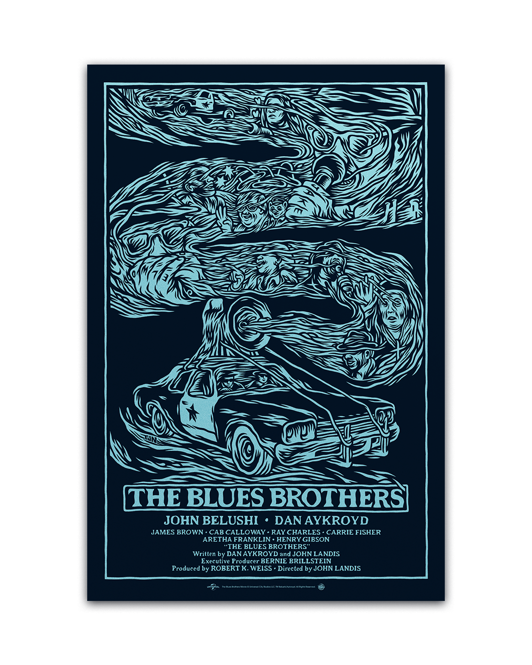 The Blues Brothers foil screen print poster Tom Newell