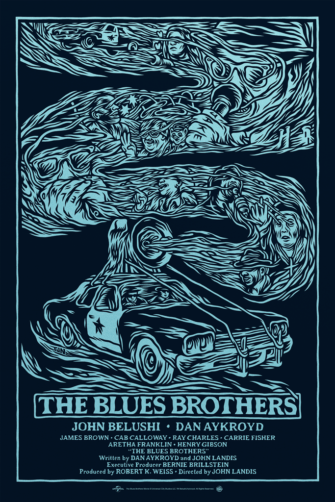 The Blues Brothers variant screen print poster Tom Newell