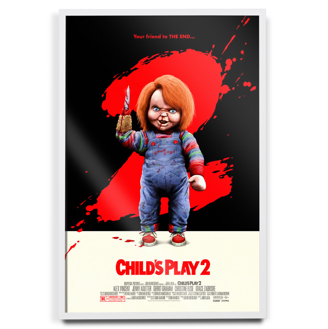 Child's Play 2 Movie Poster by Florey in white frame