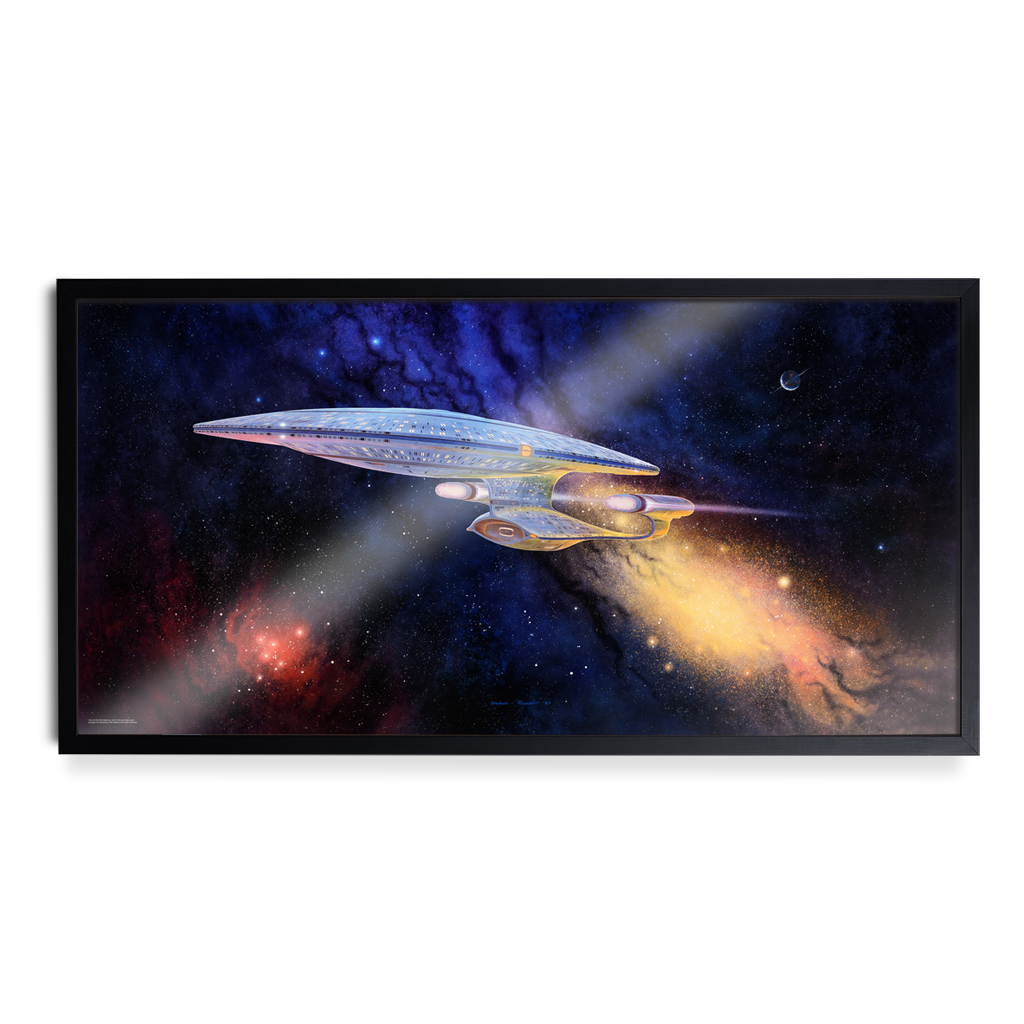 Star Trek The Next Generation Captain Picard Enterprise-D Ready Room Painting Poster in black frame