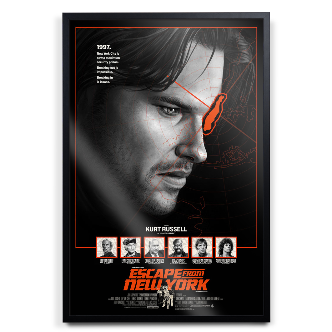 Escape From New York Variant poster by Phantom City Creative in black frame