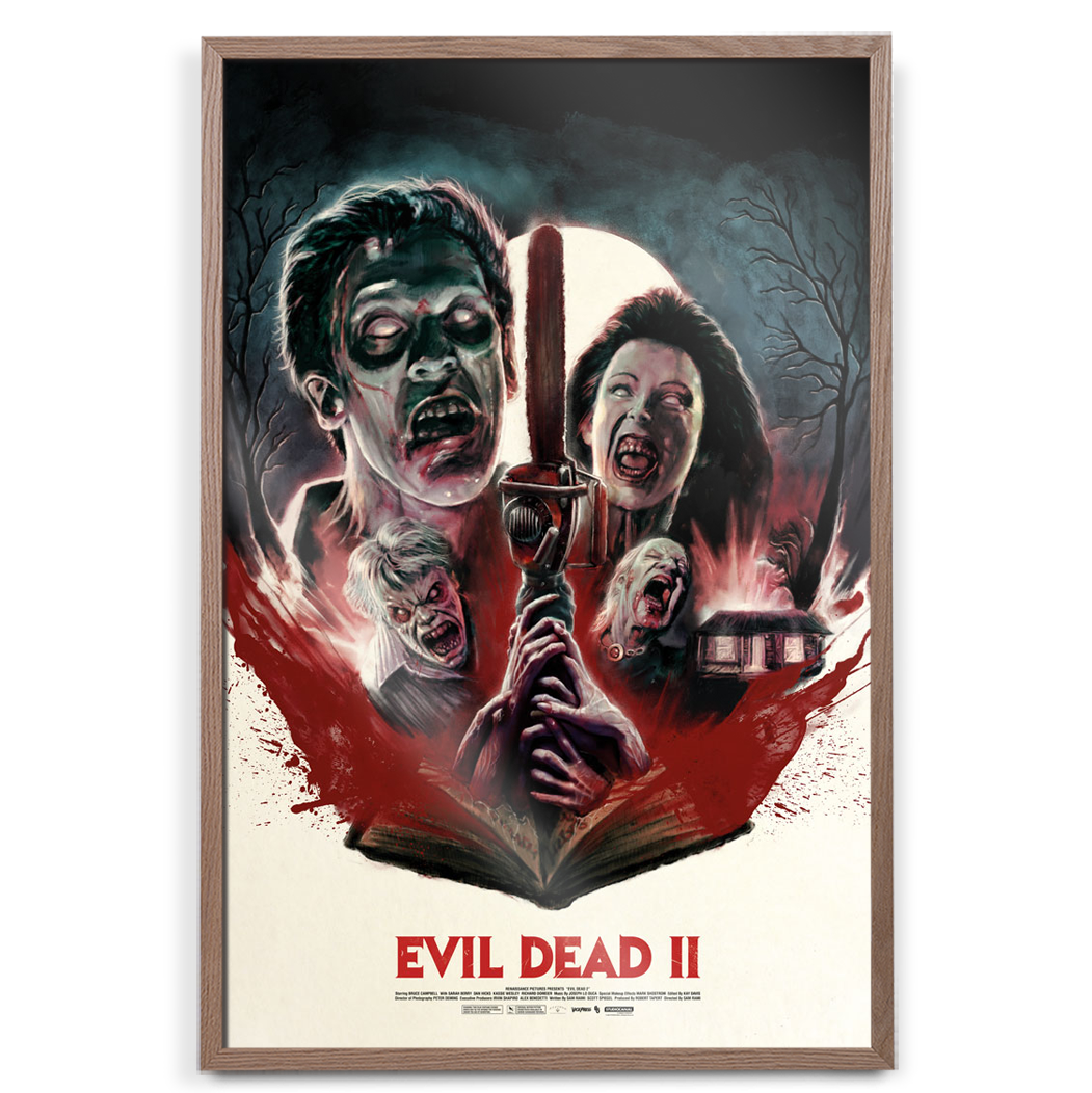 The Evil Dead II Poster By John J Pearson in natural frame